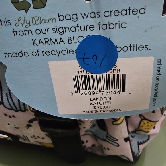 NWT Lily Bloom Multicolor Dog Print Landon Satchel - Picture 7 of 7